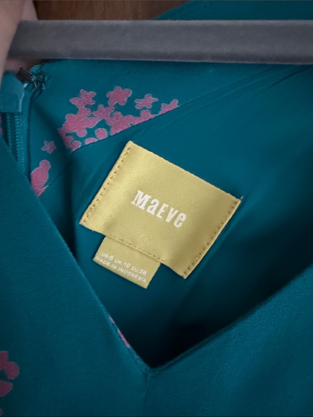 Maeve Teal Floral V-Neck Wide-Leg Jumpsuit | Size 6 - Picture 2 of 6